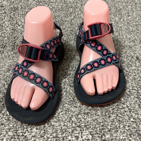 Chaco Z1 Cloud Marquise Pink Sandals Black Pink Adjustable Straps, Size: 7 - Picture 1 of 15